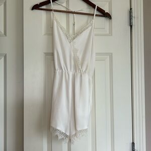 Kittenish White Lace Romper